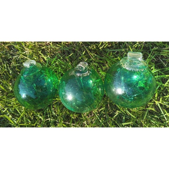 Kitras Witch Ball Art Glass Green HandBlown  6-7"Spheres Influence Divine Spirit - Picture 6 of 6